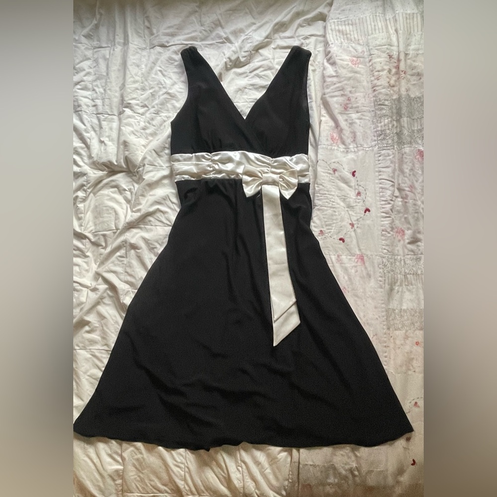 Jessica Black Dress with White Sash